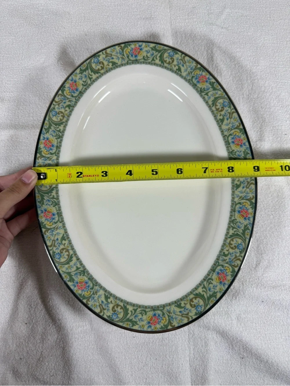 Vintage Noritake Ivory China Isolde Green Floral Oval Serving Plate